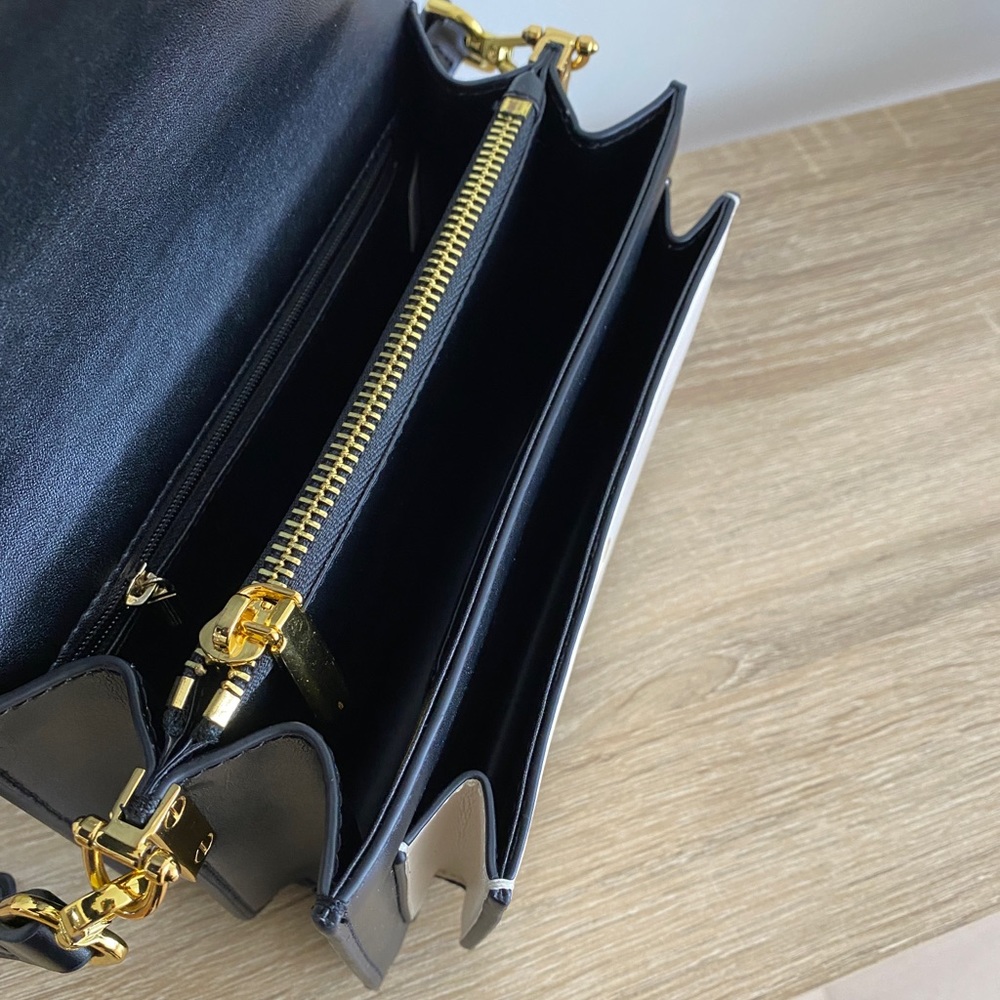 The June Genuine Leather Satchel - Black/White - Picture 13 of 13